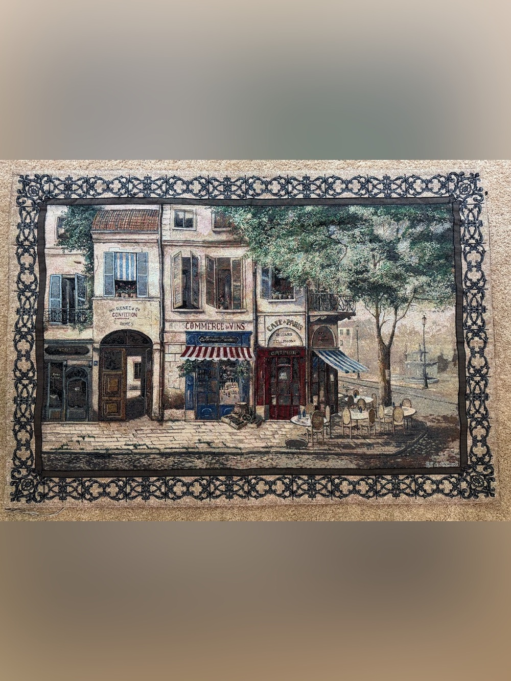 Vintage 2002 Mohawk Cafe De Paris Wall Tapestry Art 54x38